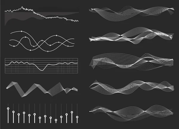 Vecteur Musique Ondes Sonores Réglées Technologie Égaliseur Numérique Audio Panneau — Image vectorielle