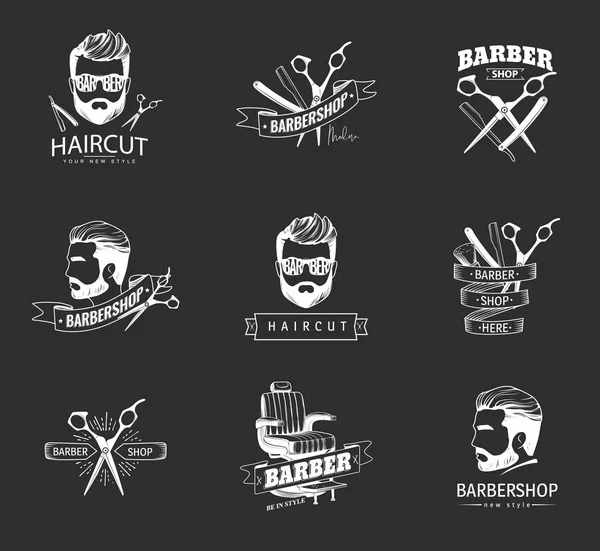 Etiquetas de barbearia —  Vetores de Stock