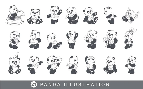 Bonito e engraçado panda — Vetor de Stock