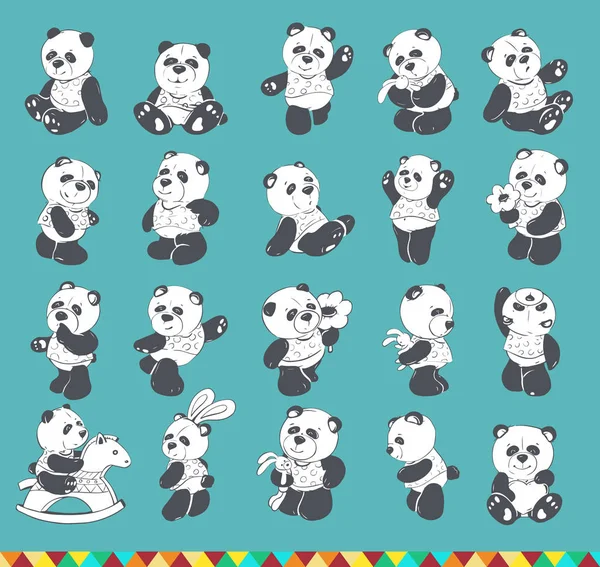 Bonito e engraçado panda — Vetor de Stock