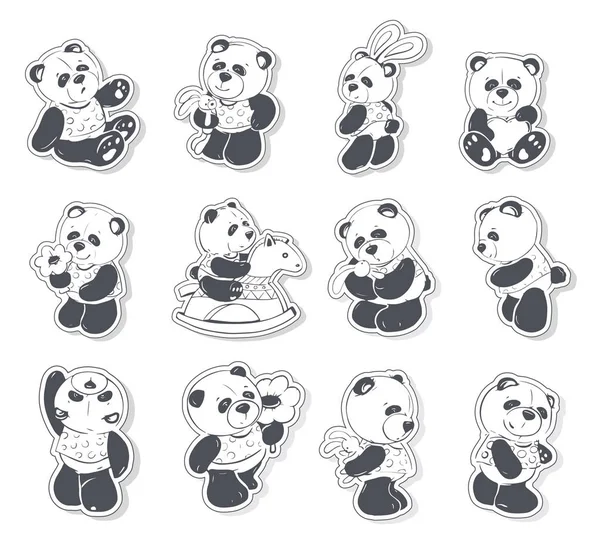 Bonito e engraçado panda — Vetor de Stock