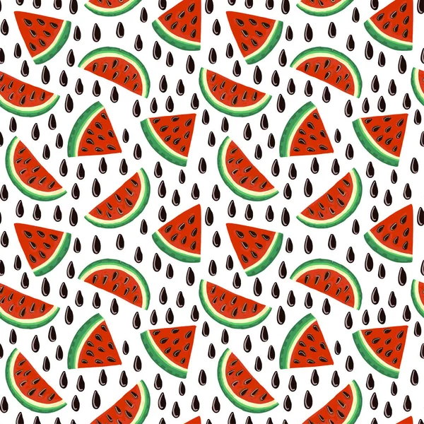 Wassermelone nahtloses Muster. — Stockvektor