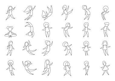 Hareket halindeki çizgi insanları kümesi