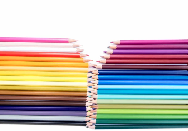 Set Multicolore Matite Sfondo Bianco Torniamo Scuola Disegno Pittura Concetto — Foto Stock