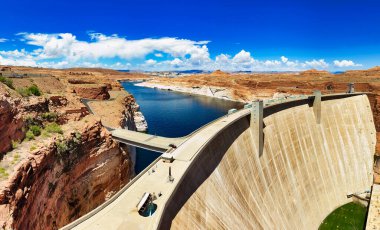 Glen Canyon Barajı Yukarıdan panoramik manzara