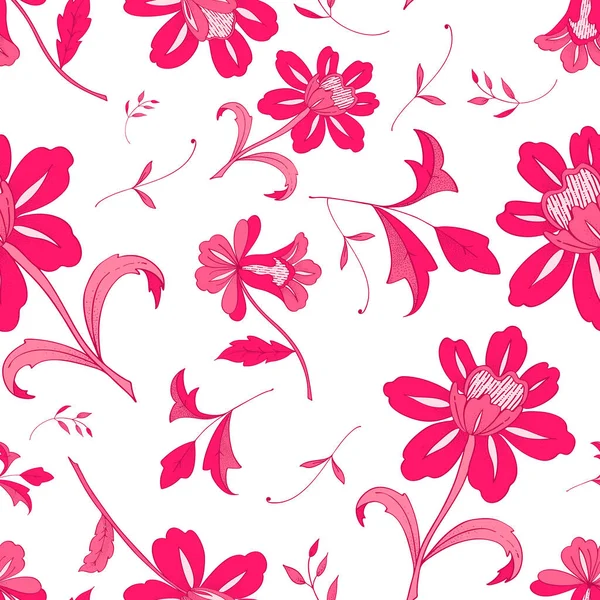 Nahtloses Blumenvektormuster Mit Vintage Rosa Blumen Für Dekoration Druck Textilien — Stockvektor