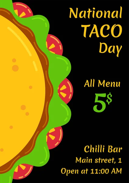 Ilustrasi Vektor Untuk Perayaan Nasional Taco Day Pada Tanggal Oktober - Stok Vektor
