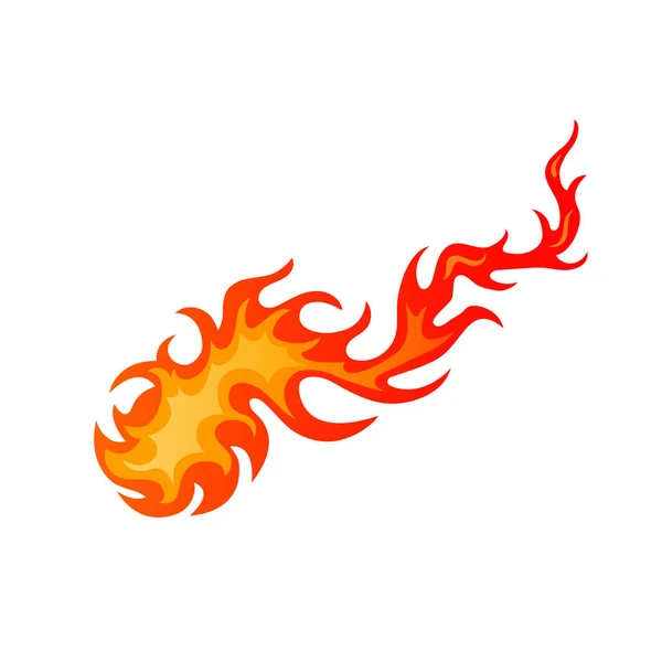 Palenie Hot Comet Kreskówka Znak Jasny Ogień Płomień Płonące Piekło — Wektor stockowy