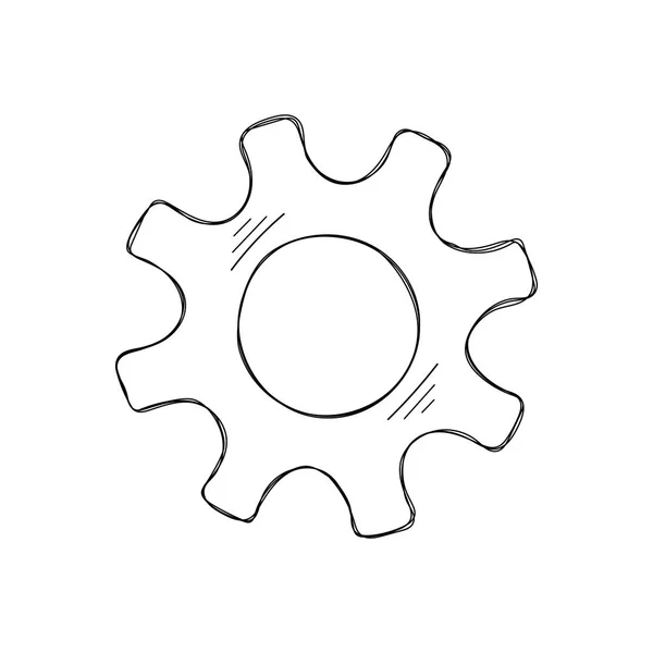 机械齿轮矢量草图插图 发展概念机制构建与手工绘制齿轮 标志着创新团队合作 齿轮网页图标或现代背景的图形 — 图库矢量图片