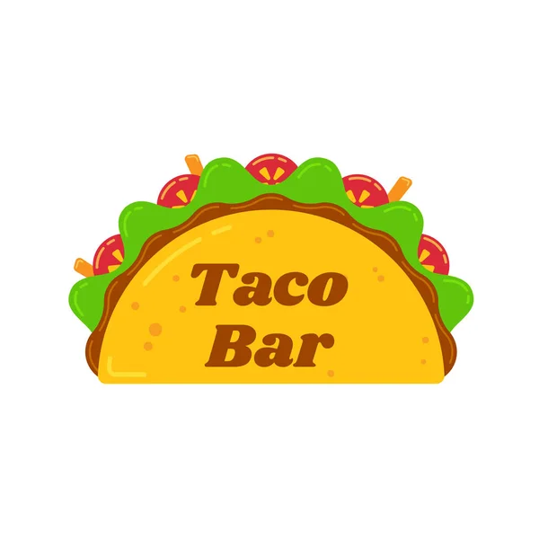 Jídla tradiční mexické tacos bar znak logo — Stockový vektor