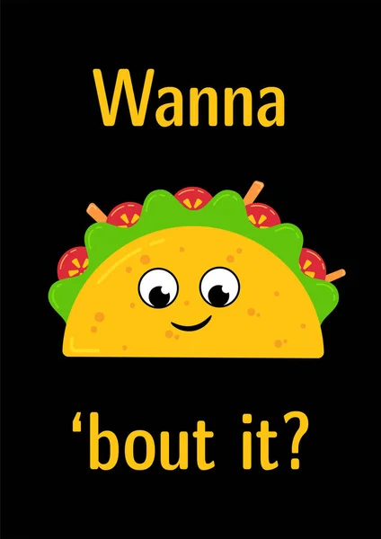 Návrh plakátu vtipný člověk jídla tradiční tacos — Stockový vektor