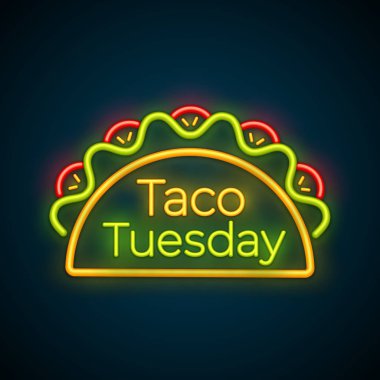 Geleneksel taco Salı yemek neon ışık işareti