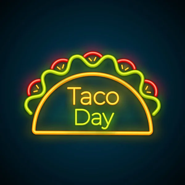 Mexican snack żywności taco Festiwal światła neon znak — Wektor stockowy