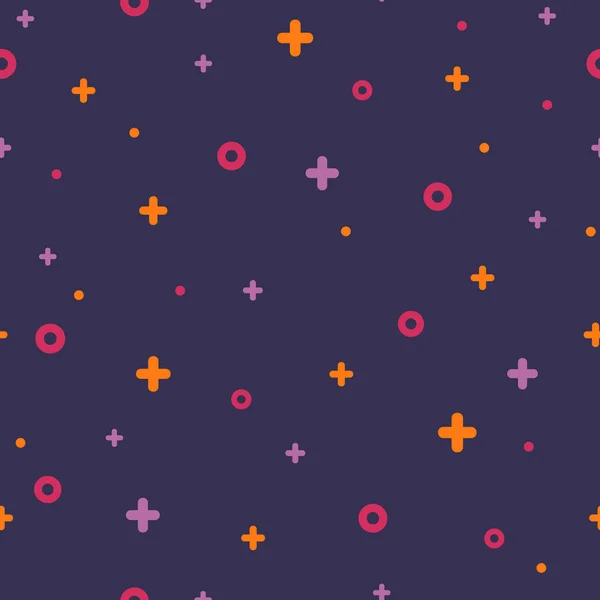 メンフィス レトロなシームレスな幾何学的なパターン 年代スタイルです 珍しい色紫色の背景にするファンキーな図形にテクスチャでモダンな空間 モダンなファブリックのパターンのメンフィス ポップなアート スタイルのベクトル図 — ストックベクタ