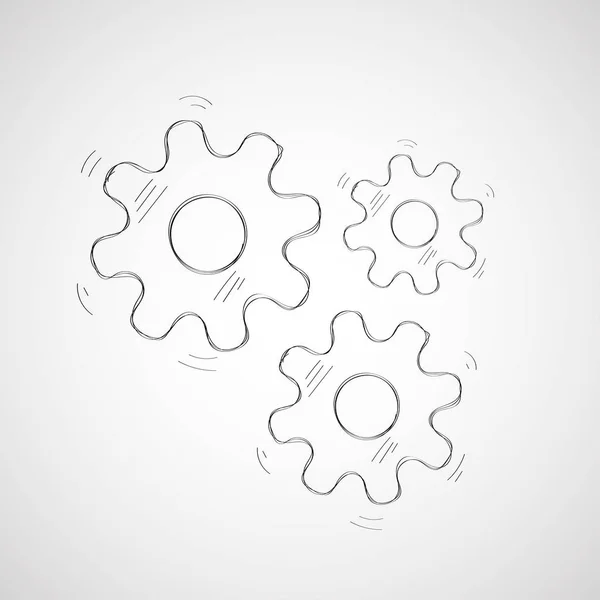 Περίγραμμα Cogwheel Μηχανισμός Σύμβολα Σκιαγραφημένο Στυλ Κίνηση Εμφάσεις Εικονογράφηση Διάνυσμα — Διανυσματικό Αρχείο