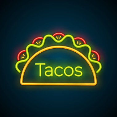 Geleneksel taco yemek neon ışık taco kamyon işareti