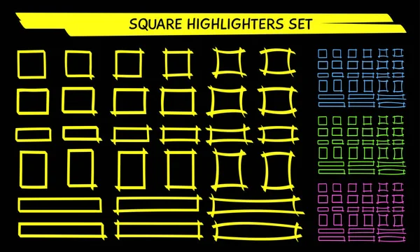 Gele hoogtepunt marker vierkante frame ingesteld vector — Stockvector