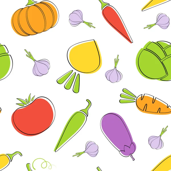 Harvest vegetables seamless pattern vector design — Stock Vector