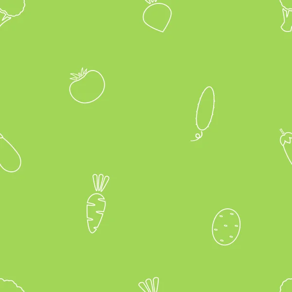 线菜无缝的背景向量平面例证 新鲜的食物背景在白色和绿色与季节蔬菜剪影无缝元素为包装纸或餐馆壁纸 — 图库矢量图片