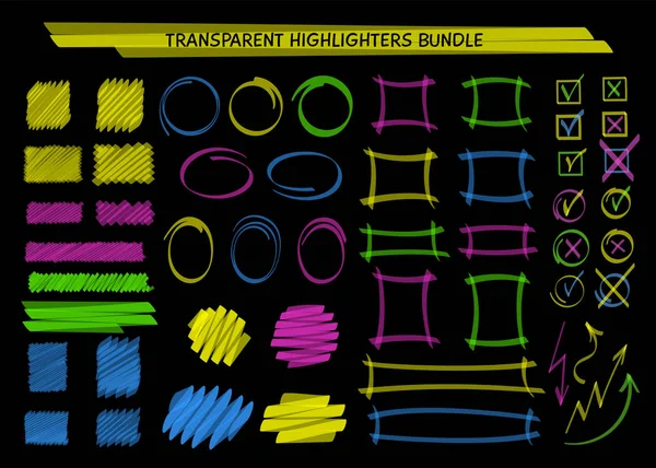 Transparante hoogtepunt marker frames en Krabbel — Stockvector