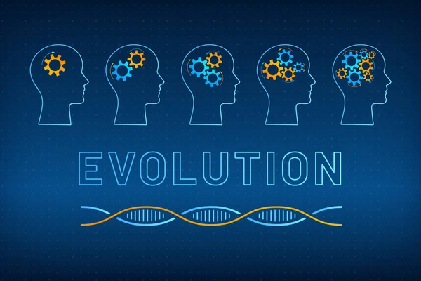 Perfil de la cabeza con el concepto de evolución del cerebro — Vector de stock