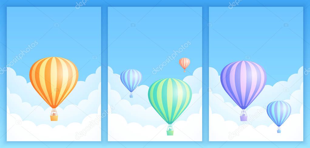 Hot air balloon sky flight carnival template set