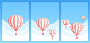 Sıcak hava balon bulut scape promosyon afiş şablon
