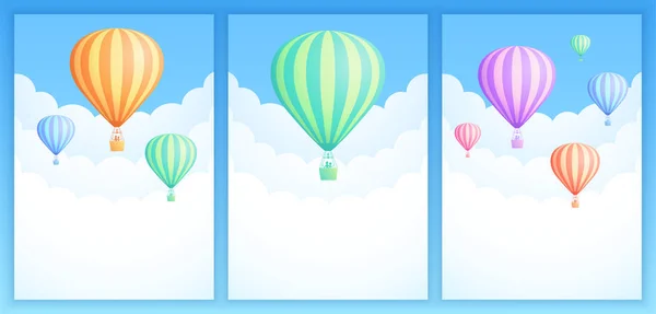 Hot air balloon sky adventure banner collection