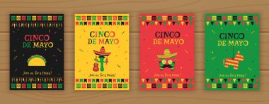 Cinco de Mayo şenlikli parti poster şablonu kümesi
