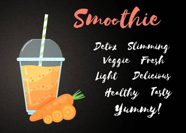 Orange natural smoothie carrot shake illustration — Stock Vector