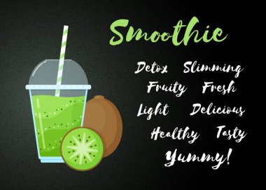 Yeşil doğal smoothie kivi meyve sallamak afiş