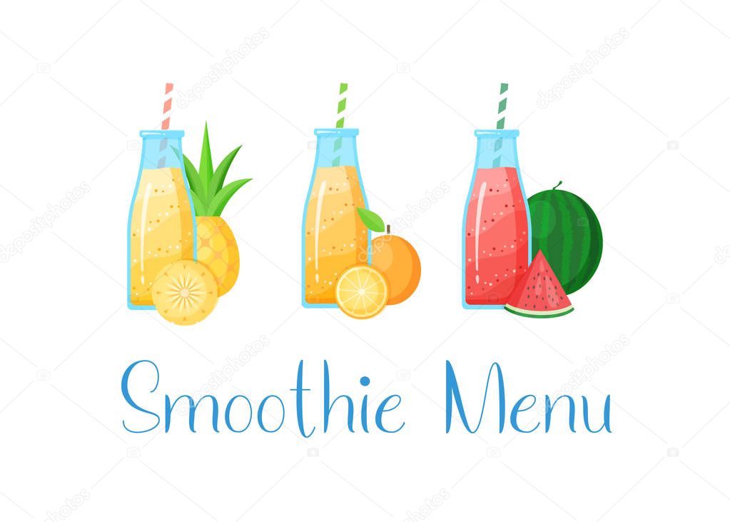 Set of smoothie banner vitamin drink illustration