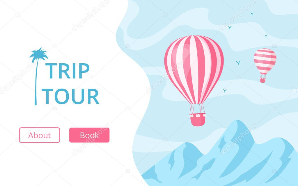 Hot air balloon booking trip tour vector concept