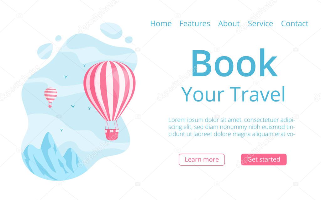 Online travel booking landing web page concept