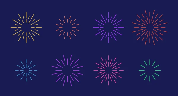 Celebración estrella forma fuegos artificiales estallido patrón conjunto — Archivo Imágenes Vectoriales