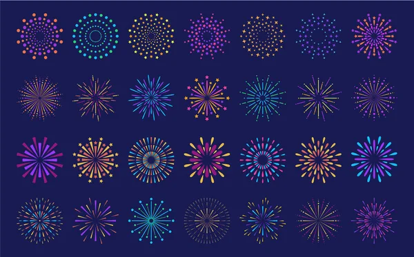 Abstract colorful burst pattern fireworks set — Stock Vector