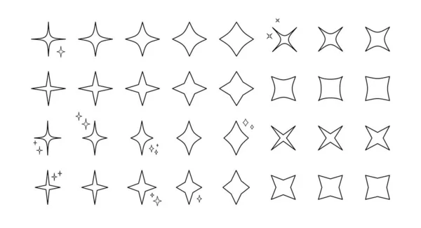 Star burst glitter svart kontur mönster ikon set — Stock vektor