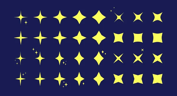 Estrela amarela estouro brilho padrão ícone conjunto — Vetor de Stock