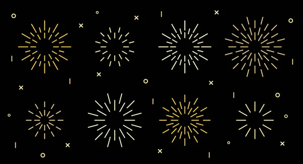 Set di fuochi d'artificio art deco a forma di stella — Vettoriale Stock