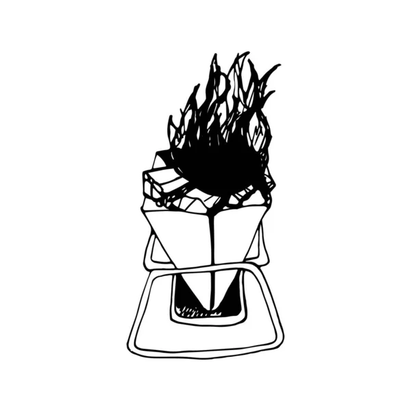 Hand drawn vector campfire clip art. Isolated on white background drawing for prints, poster, cute stationery, travel design. High quality illustration — Stock Illustration Hand Drawn Vector Campfire Clip Art Isolated White Background Drawing Stock Vector