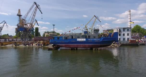 Mykolaiv Ukrayna Mart 2018 Gemi Inşa Yard Havadan Görünümü New — Stok video