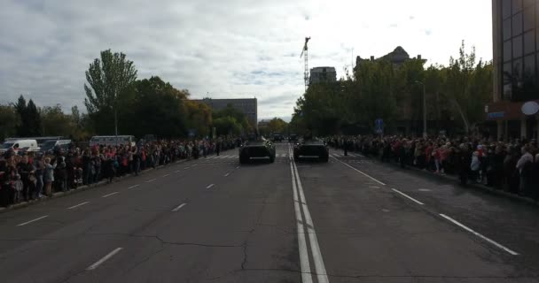 Mykolaiv Ukraine Février 2018 Défilé Militaire Camions Militaires Hummers Vont — Video