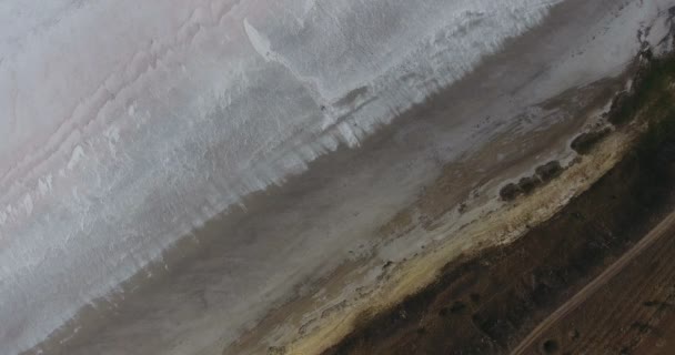 Letecký Pohled Suché Slané Jezero Létě Abstraktní Vzor Zobrazit Svisle — Stock video