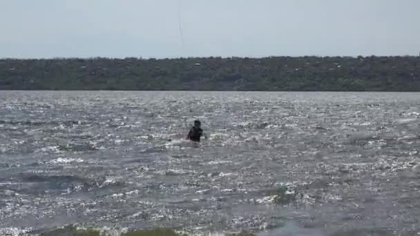 Kiteboarding Kitesurf Deportes Acción Kiteboarding Aprovecha Potencia Del Viento Verano — Vídeo de stock