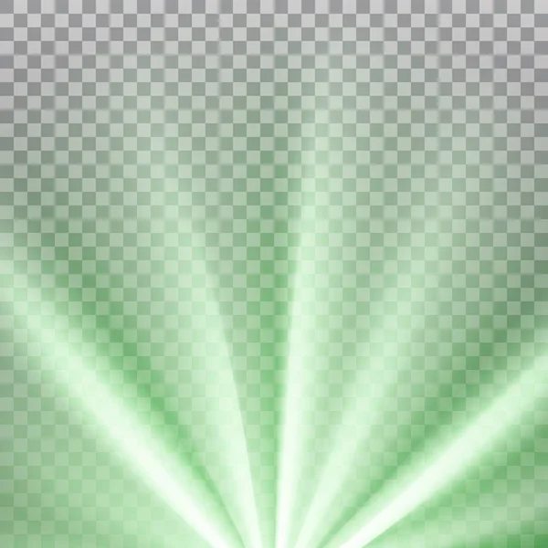 Rayos de color verde con destello de espectro de color — Vector de stock