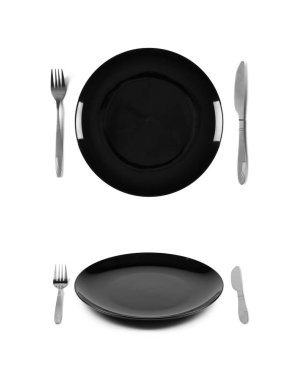 Siyah kaplama çatal ve bıçak