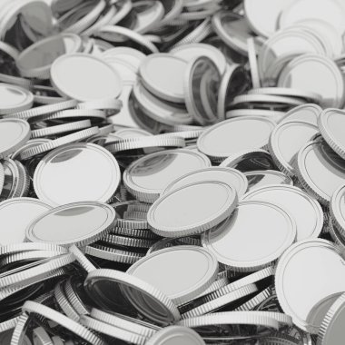 Dağınık gümüş paralar yakın plan