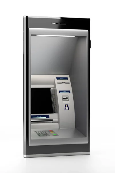 Mobile phone with atm machine — Stock Photo, Image