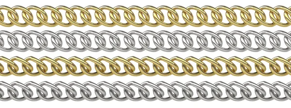 Seamless curb chains isolated on white background 3D illustration — Stock Photo, Image