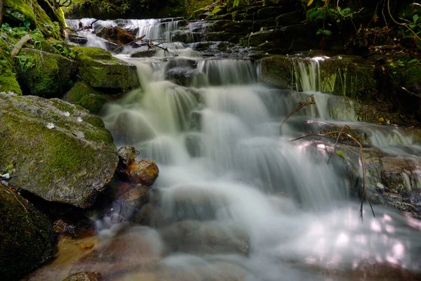 Movimiento Borroso Agua Que Fluye Sobre Las Rocas Arroyo Carolina — Foto de Stock